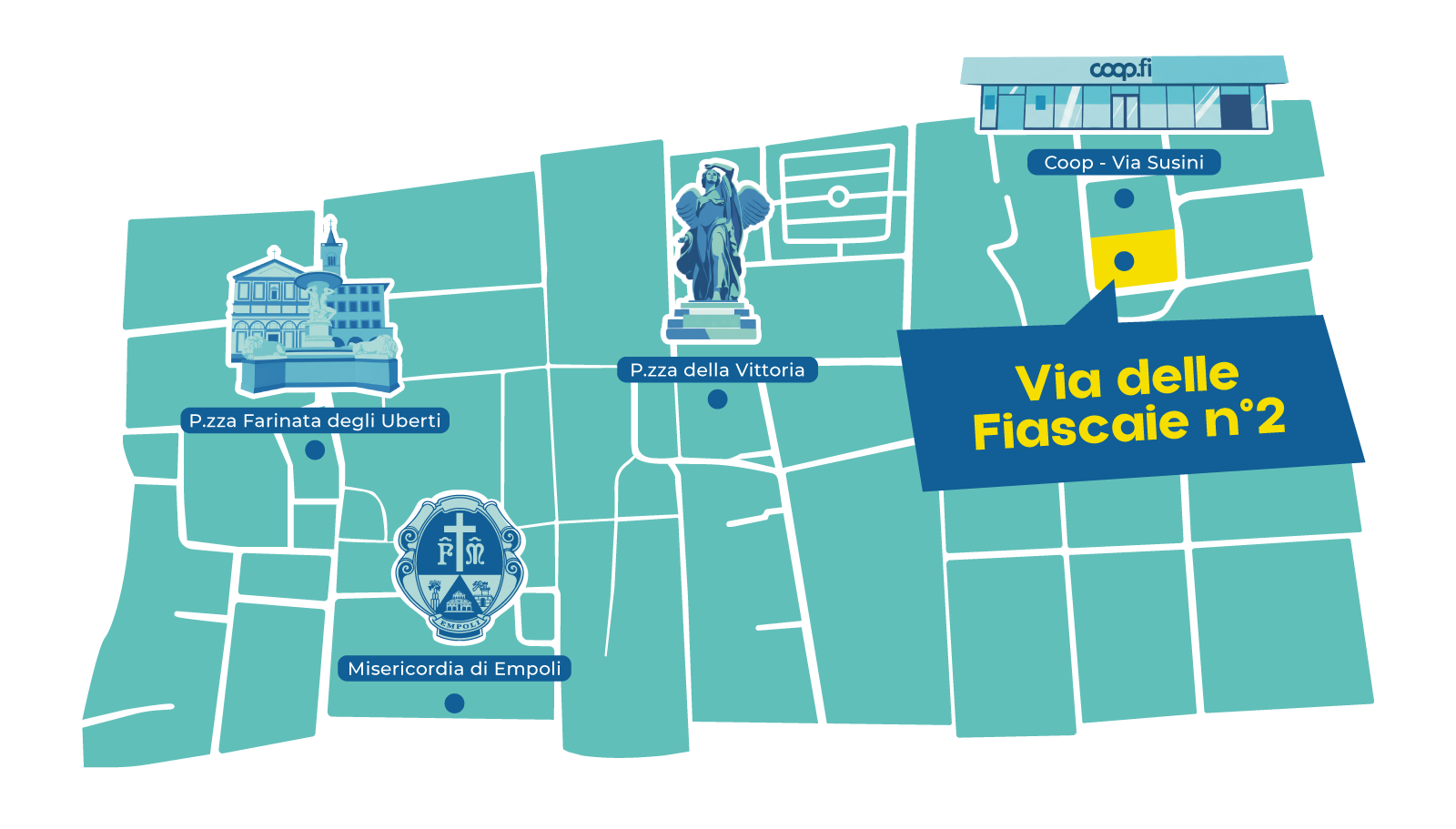 Mappa del centro medico polispecialistico - Via delle Fiascaie, n 2, Empoli