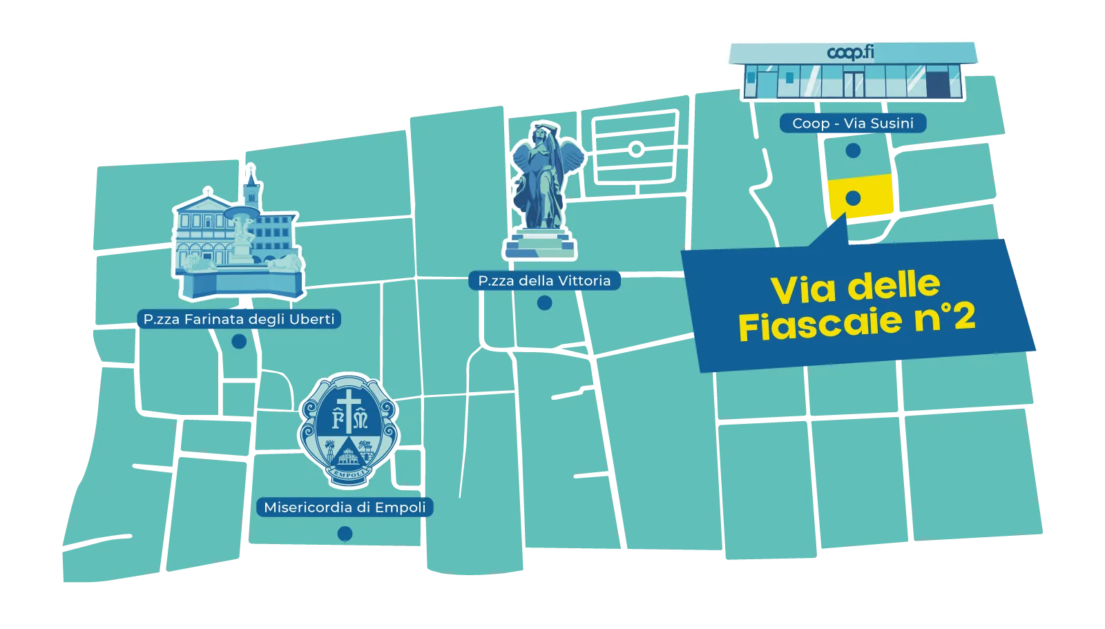 Mappa del centro medico polispecialistico - Via delle Fiascaie, n 2, Empoli